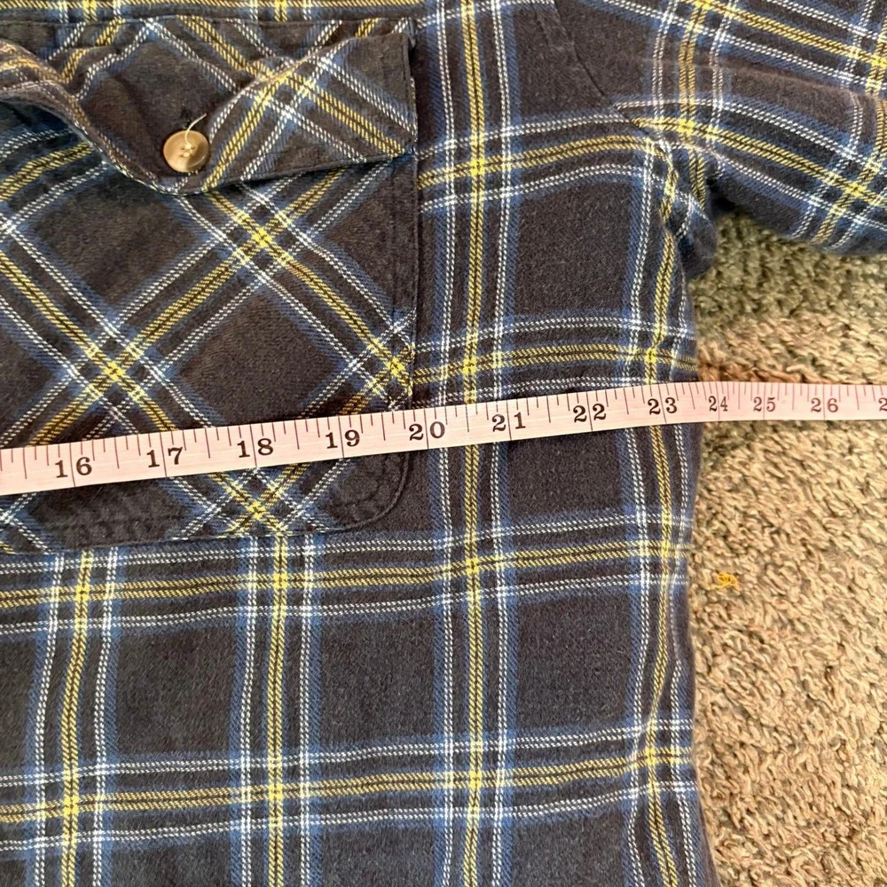 Great Northwest Flannel Shirt Jacket Mens XL Blue Yellow Sherpa Lined Shacket